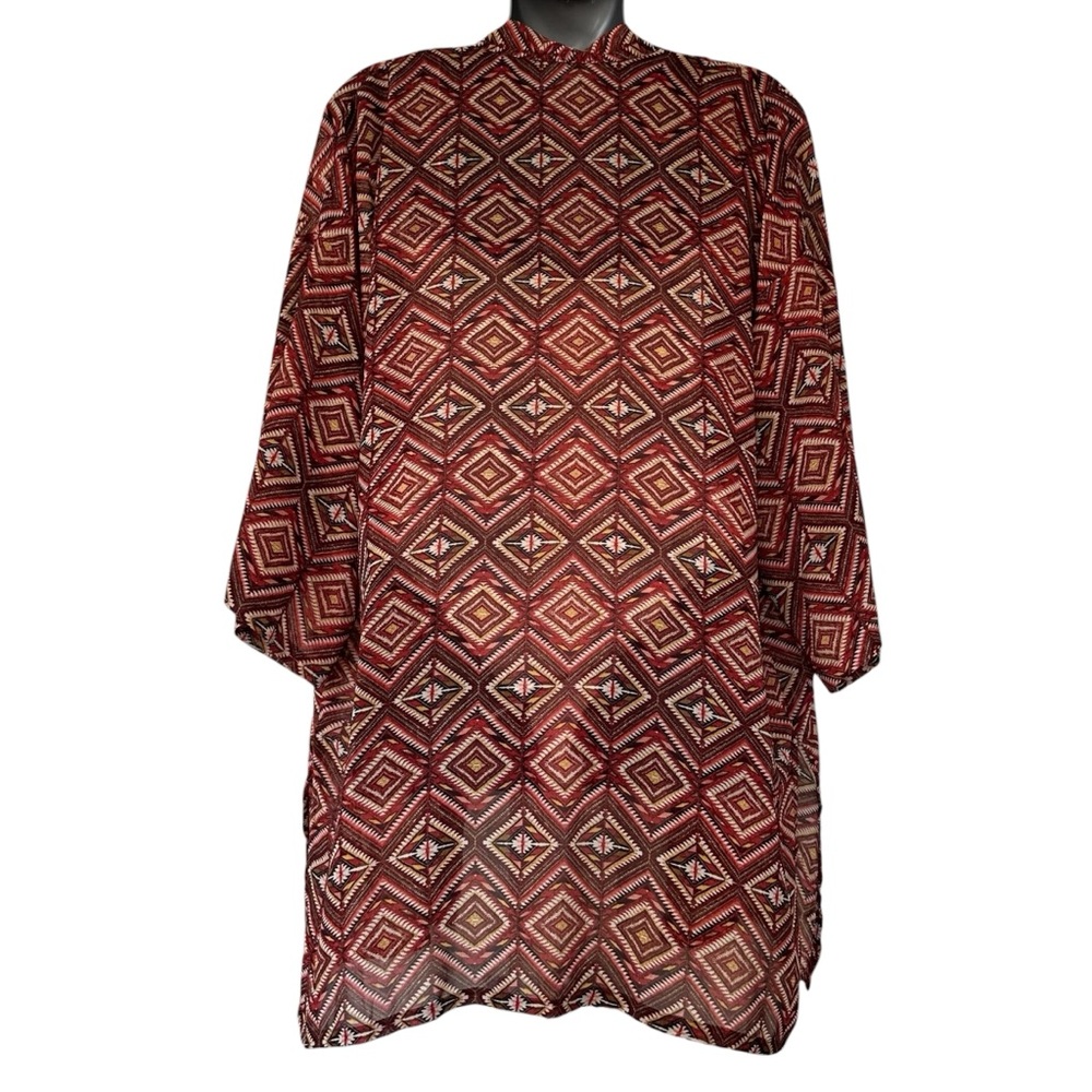 F21 👘 Red & Black Patterned Kimono Robe - Picture 7 of 8